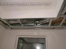 Система воздушного отопления Антарес-Комфорт :: Прокладка подающих воздуховодов в подвисном потолке